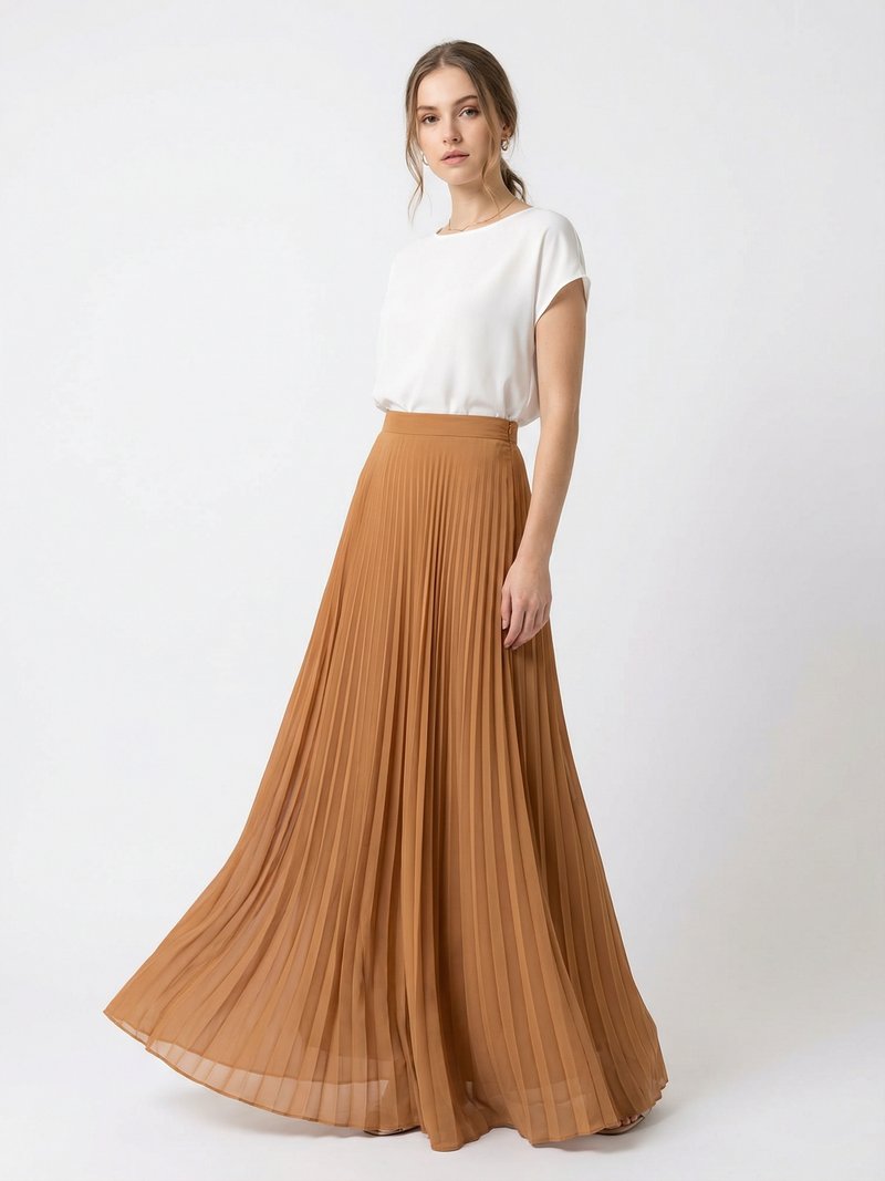 Pleated Chiffon Maxi Skirt
