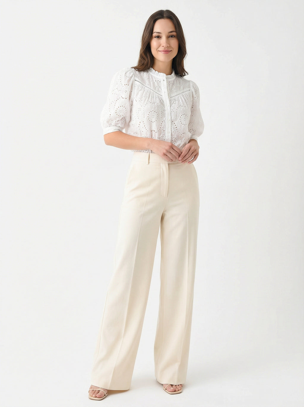 Broderie Anglaise Puff-Sleeve Blouse