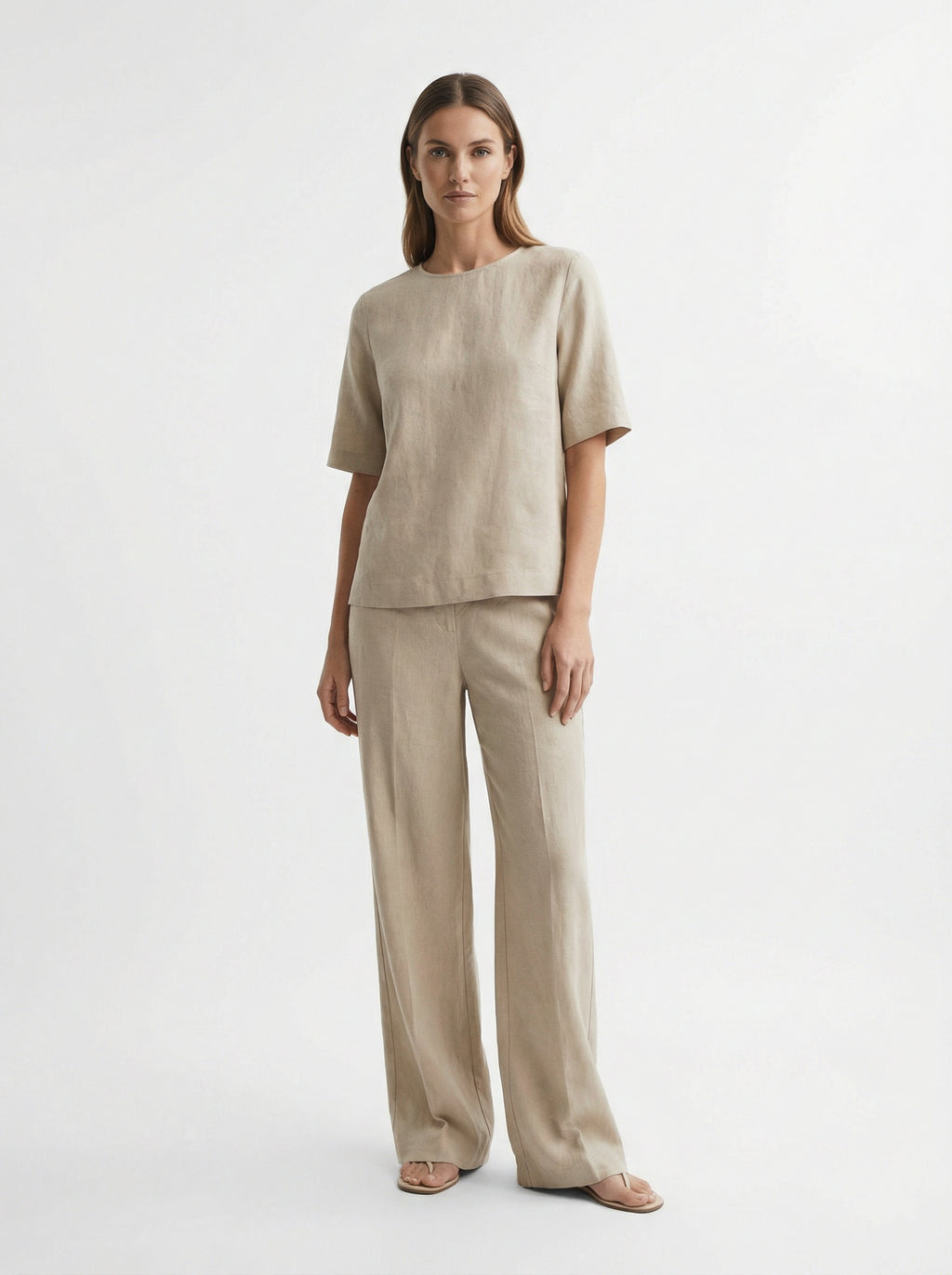 Linen Co-ord Set with Wide-Leg Trousers