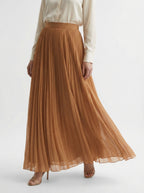 Pleated Chiffon Maxi Skirt