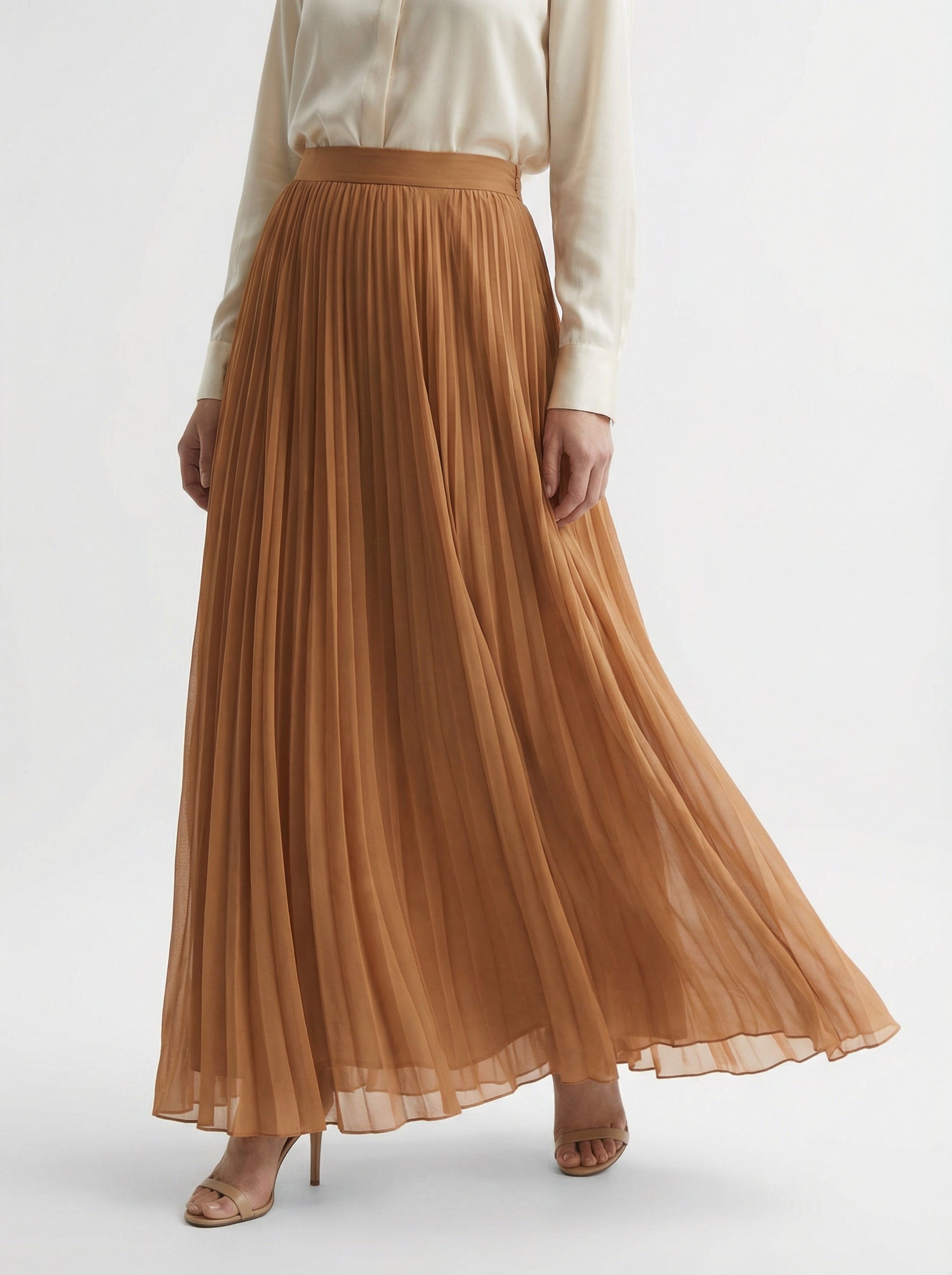 Pleated Chiffon Maxi Skirt