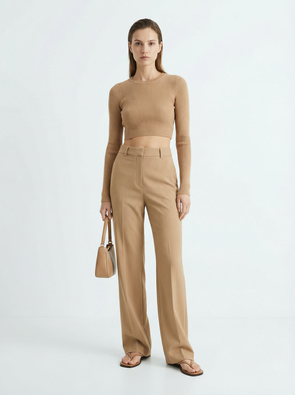 Ribbed Crop Top & Tailored Trouser Set
