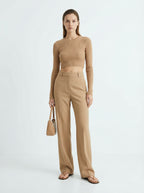 Ribbed Crop Top & Tailored Trouser Set
