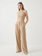 Ribbed Crop Top & Tailored Trouser Set