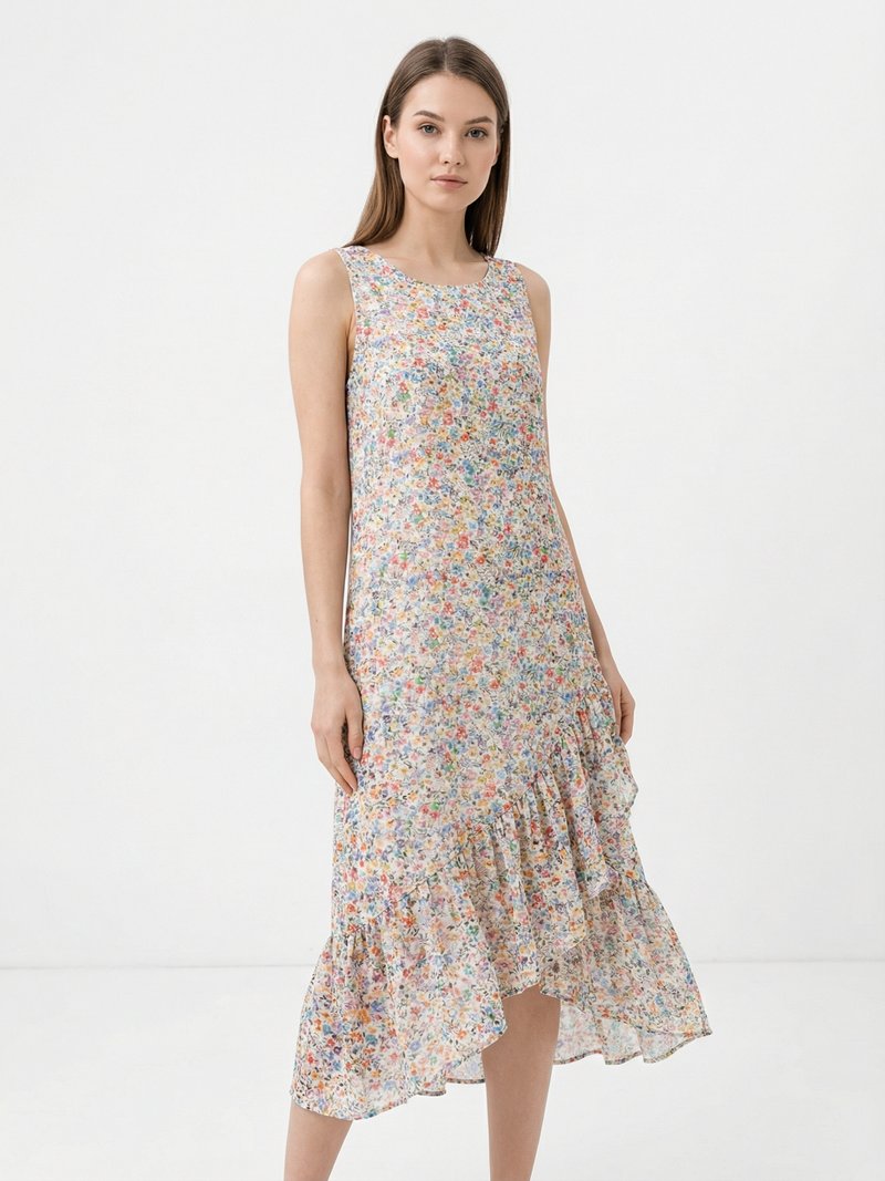 Ruffle-Hem Sundress with Smocked Bodice