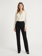 Ruffled V-Neck Chiffon Blouse