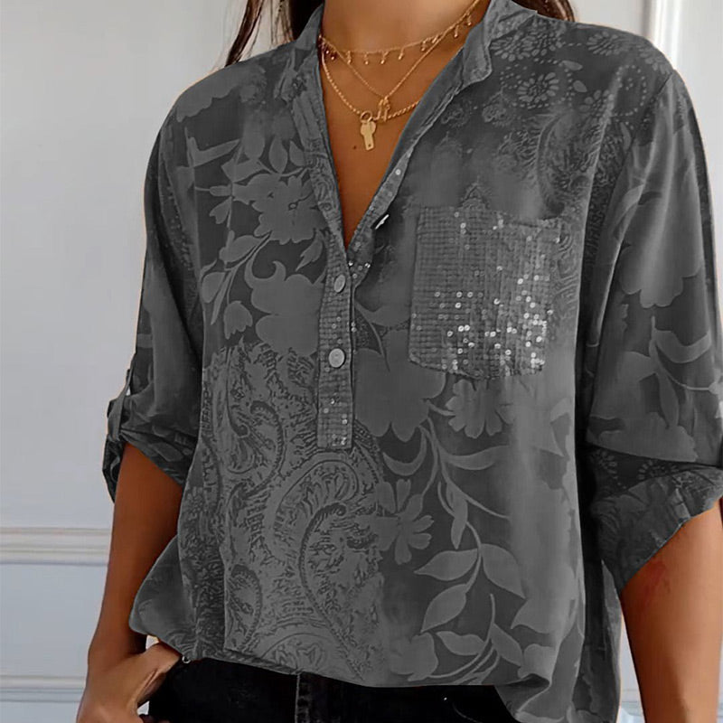 Leah - Embellished Pocket Blouse