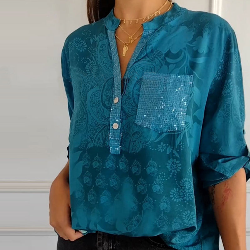 Leah - Embellished Pocket Blouse