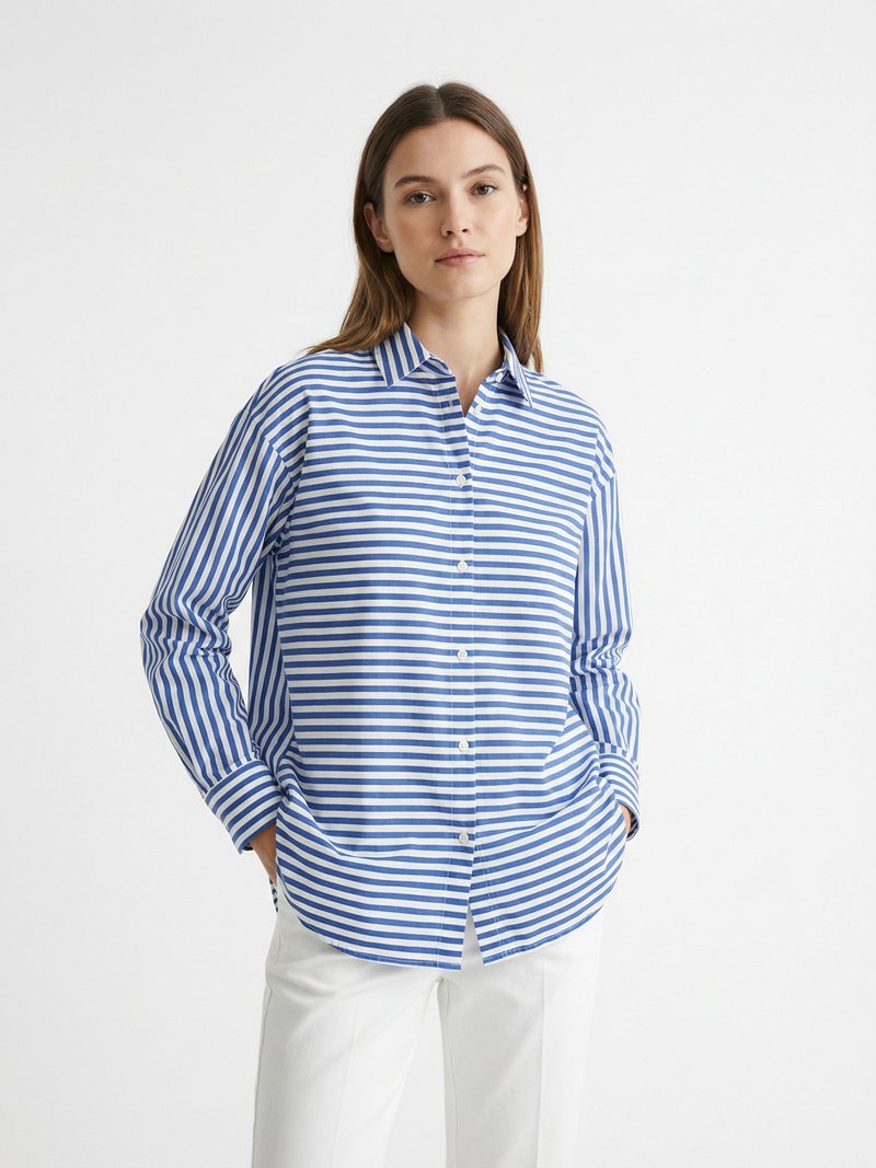 Striped Long-Sleeve Cotton Shirt