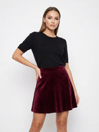 Velvet Mini Skirt with High Waist
