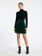 Velvet Mini Skirt with High Waist