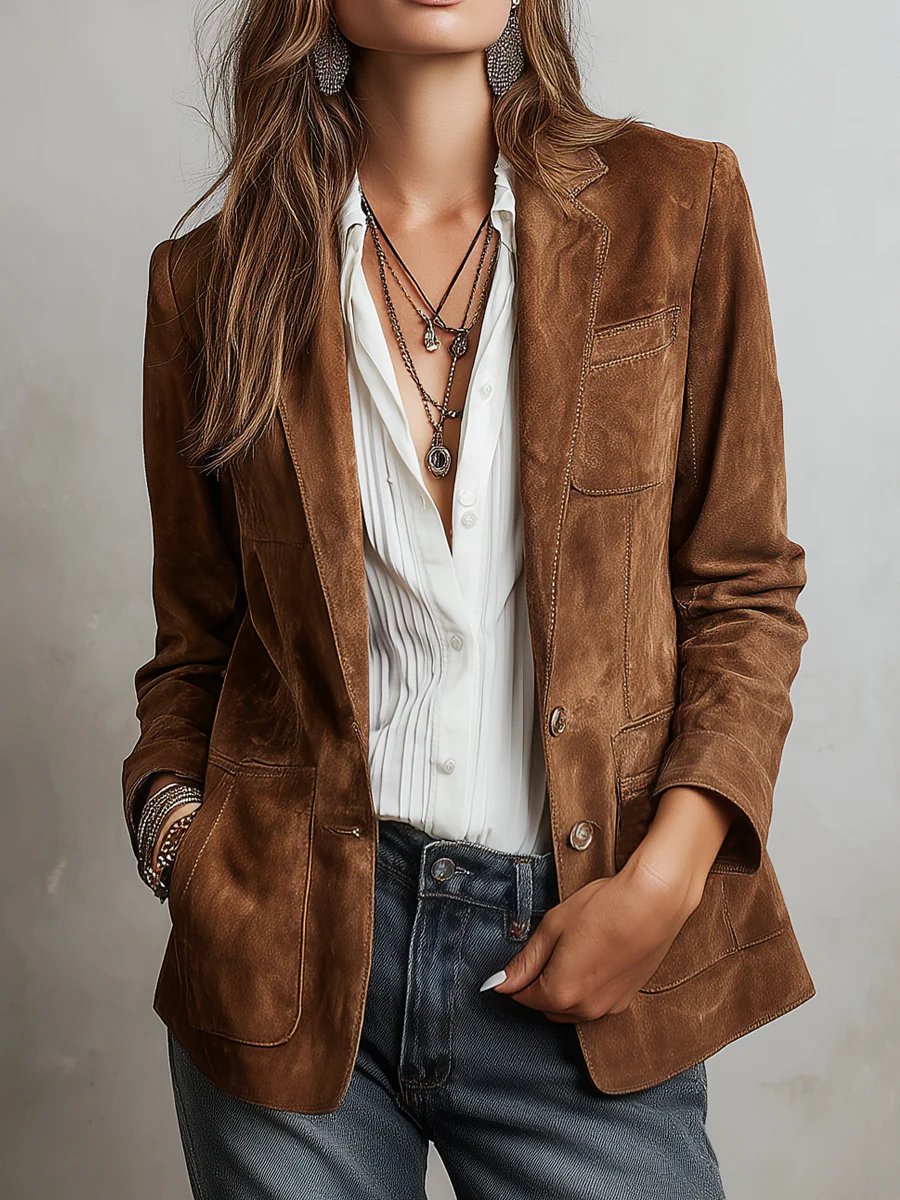 Brianna | Women’s tailored faux suede blazer button front