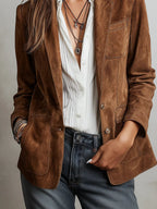 Brianna | Women’s tailored faux suede blazer button front