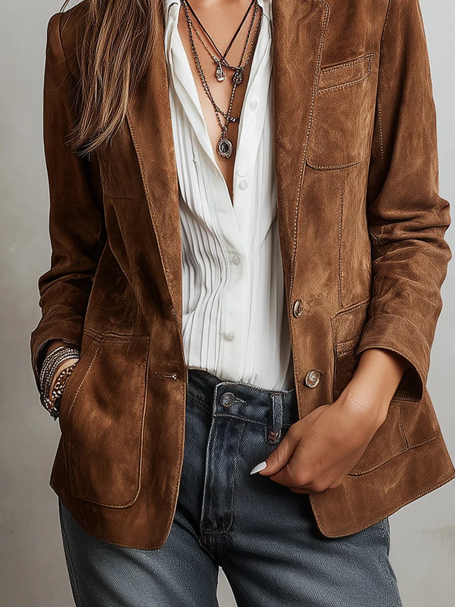 Brianna | Women’s tailored faux suede blazer button front