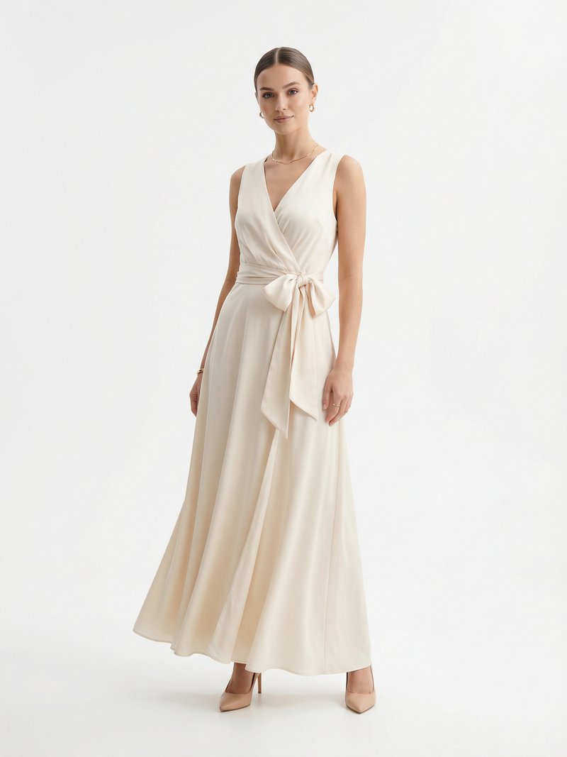 Wrap Maxi Dress with Bow Detail