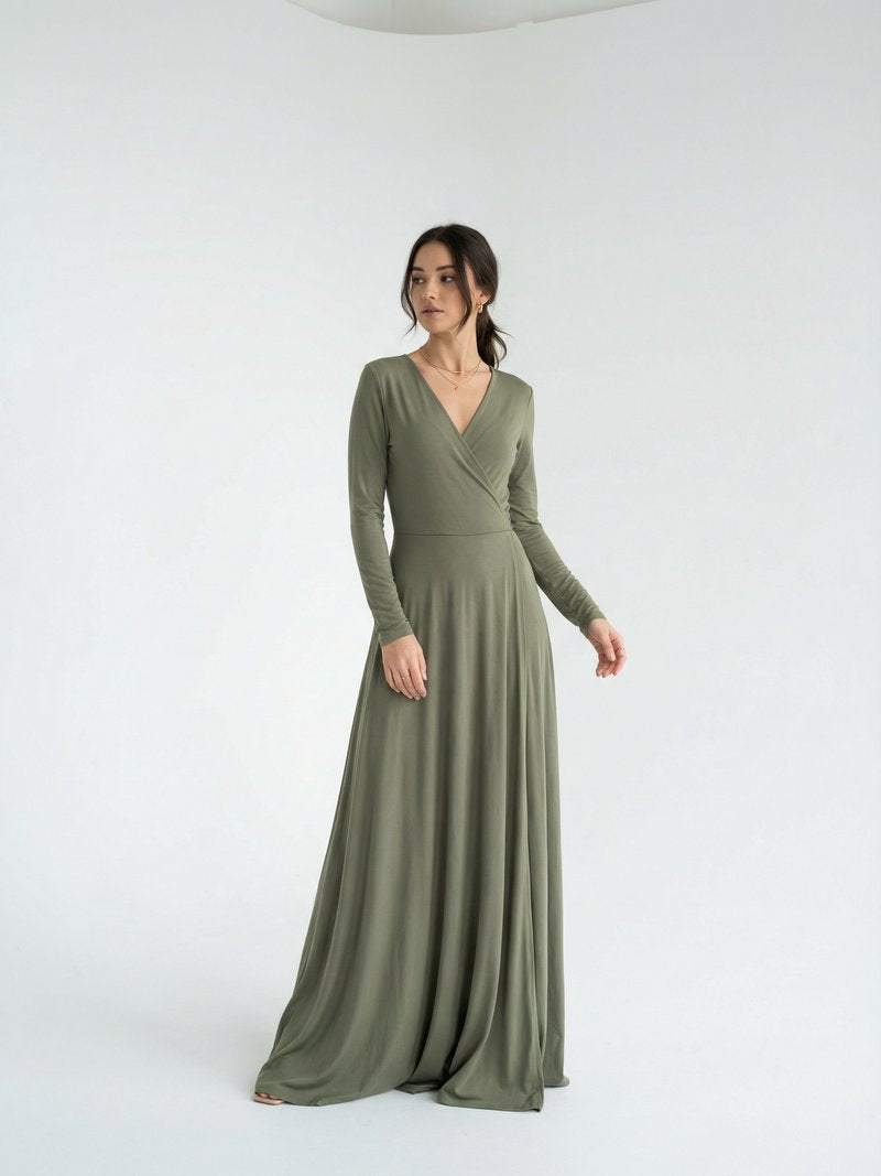 Wrap Maxi Dress with Bow Detail