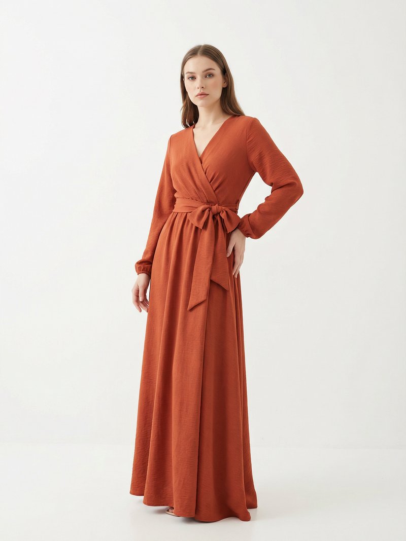 Wrap Maxi Dress with Bow Detail